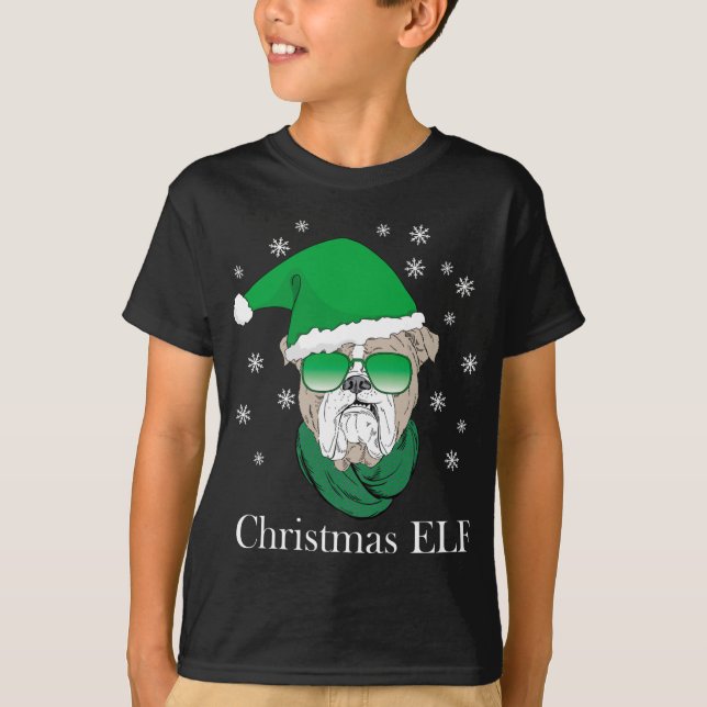 Camiseta Navidades divertidos Elf - Bulldog Guay En Gafas D (Anverso)