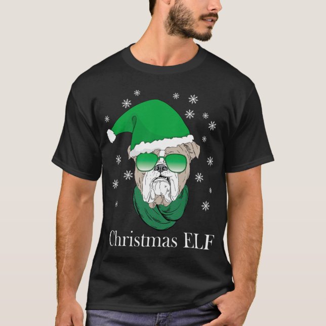 Camiseta Navidades divertidos Elf - Bulldog Guay En Gafas D (Anverso)