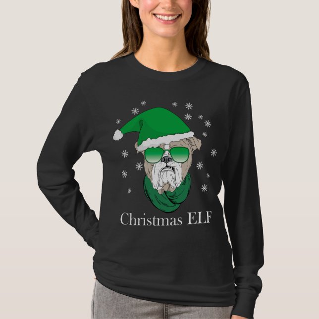 Camiseta Navidades divertidos Elf - Bulldog Guay En Gafas D (Anverso)