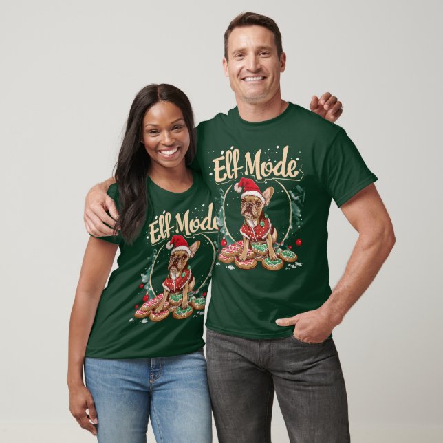 Camiseta Navidades divertidos en el modo Elf del Bulldog fr (Unisexo)