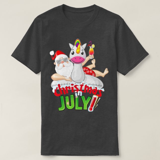 Camiseta Navidades divertidos en julio de unicornio en Navi (Diseño del anverso)