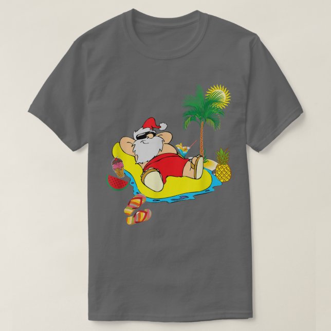 Camiseta Navidades divertidos en julio en la playa de veran (Diseño del anverso)