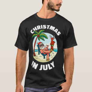 Camiseta Navidades divertidos en julio en verano en la play
