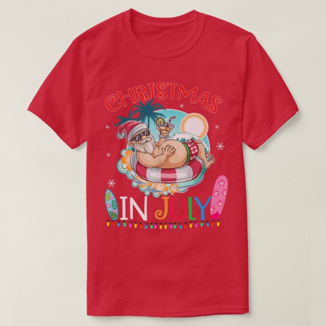 Camiseta Navidades divertidos en julio en verano en Santa H (Diseño del anverso)