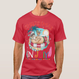 Camiseta Navidades divertidos en julio en verano en Santa H