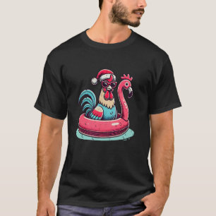 Camiseta Navidades divertidos en julio Rooster Santa Flamin