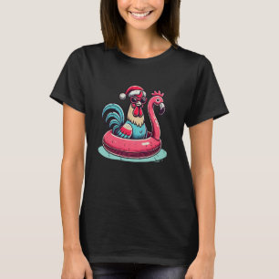 Camiseta Navidades divertidos en julio Rooster Santa Flamin