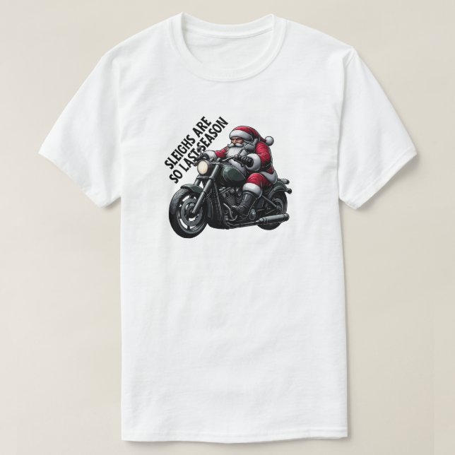 Camiseta Navidades divertidos en motocicleta Santa Riding (Diseño del anverso)