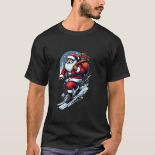 Camiseta Navidades divertidos esquian nieve Santa Snowboard