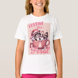 Camiseta Navidades divertidos festivos pero Feral Raccoon
