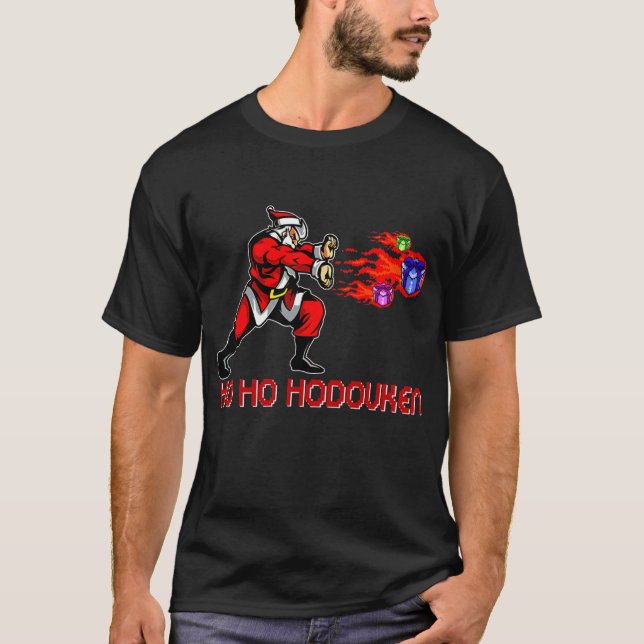 Camiseta Navidades divertidos Gamer Santa Ho Ho Hodouken Vi (Anverso)