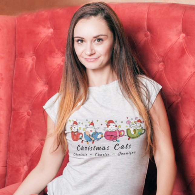 Camiseta Navidades divertidos gatos en Fiesta de Navidades  (Subido por el creador)
