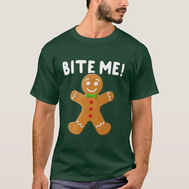 Camiseta Navidades divertidos Gingerbread Cookie Me Bite Hu (Anverso)