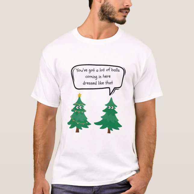 Camiseta Navidades divertidos hablando de árboles de Navida (Anverso)