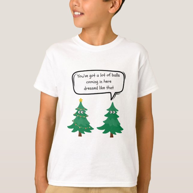 Camiseta Navidades divertidos hablando de árboles de Navida (Anverso)