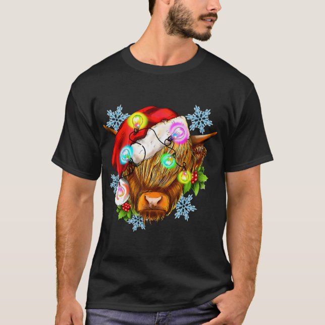 Camiseta Navidades divertidos Highland Cow, Navidades occid (Anverso)