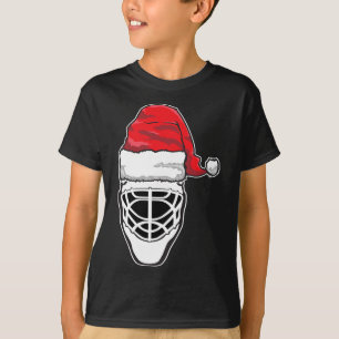 Camiseta Navidades divertidos hockey Goalie Mask Santa Hat 