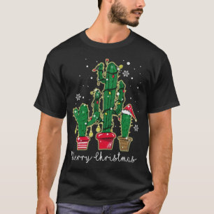 Camiseta Navidades divertidos iluminan Cactus Santa Hat Cac