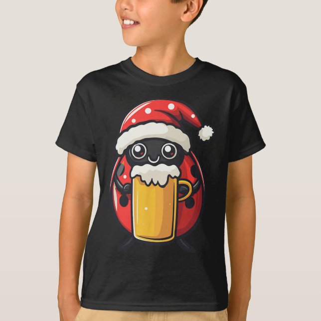 Camiseta Navidades divertidos, Ladybug con Beer Comic (Anverso)