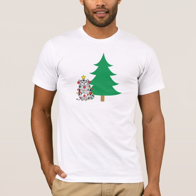 Camiseta Navidades divertidos navidades de árboles gatos (Anverso)