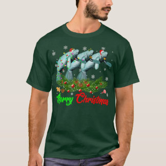 Camiseta Navidades divertidos Pajama Manatee Gorra Santa Xm