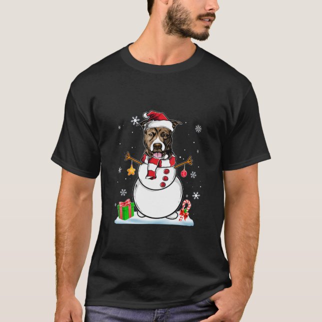 Camiseta Navidades divertidos Pajama Pitbull Perro Santa Sn (Anverso)