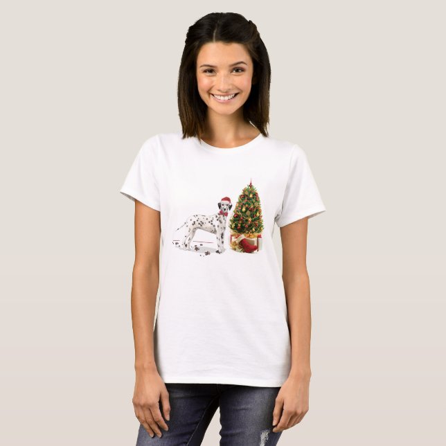 Camiseta Navidades divertidos: Perro y árbol dalmatianos (Anverso completo)