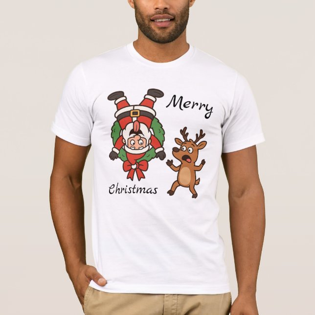 Camiseta Navidades divertidos Personalizado con Santa y ami (Anverso)