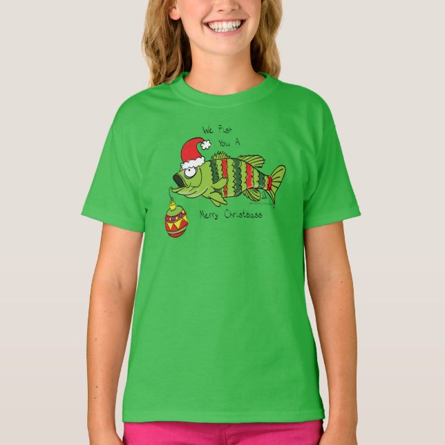 Camiseta Navidades divertidos Personalizado de pescado de p (Anverso)