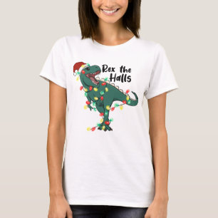 Camiseta Navidades divertidos Rex The Halls T-rex