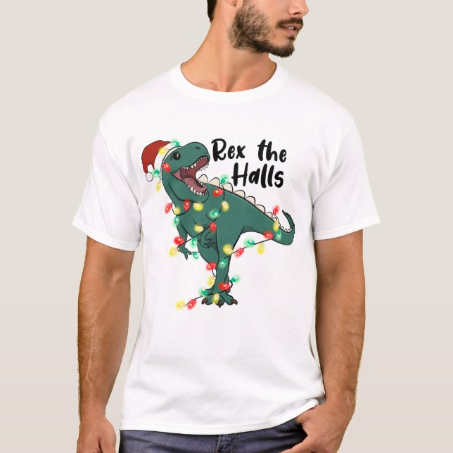 Camiseta Navidades divertidos Rex The Halls T-rex (Anverso)