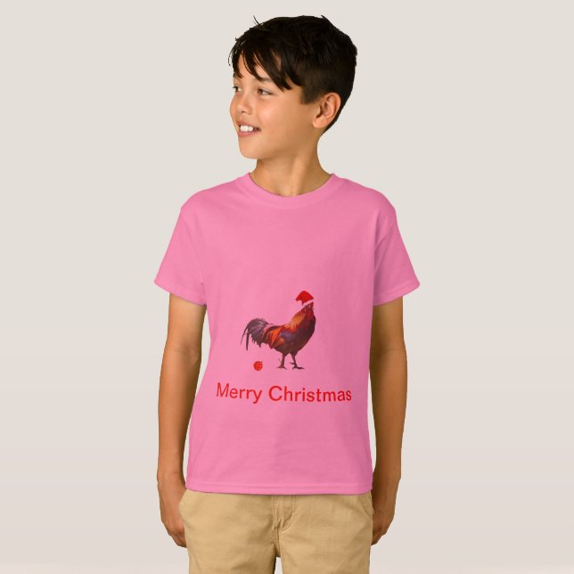 Camiseta Navidades divertidos saludan con un pollo (Anverso completo)