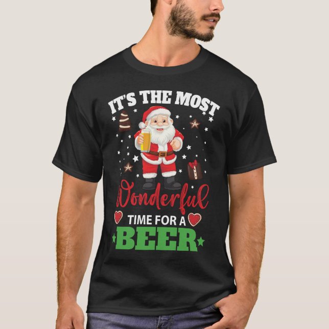 Camiseta Navidades divertidos Santa Claus Beer Beer Wonderf (Anverso)