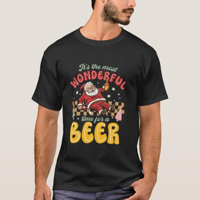 Camiseta Navidades divertidos Santa Claus Beer Beer Wonderf (Anverso)
