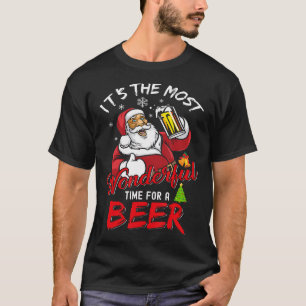 Camiseta Navidades divertidos Santa Claus Beer Cerveza