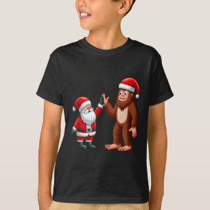Camiseta Navidades divertidos Santa Claus Bigfoot High-Fivi