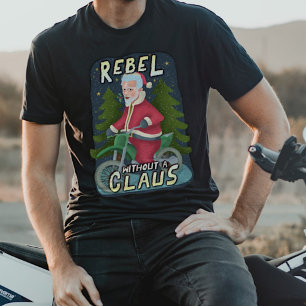 Camiseta Navidades divertidos Santa Claus Humor moto rebeld