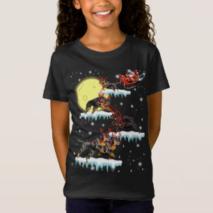 Camiseta Navidades divertidos Santa Riding Rottweiler Reind