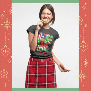 Camiseta Navidades divertidos Santa T Rex Tyrannosaurus Xma