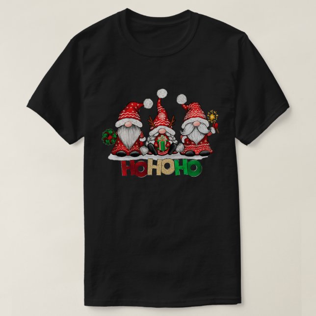 Camiseta Navidades divertidos Santa Three Gnomies Hohoho Bu (Diseño del anverso)