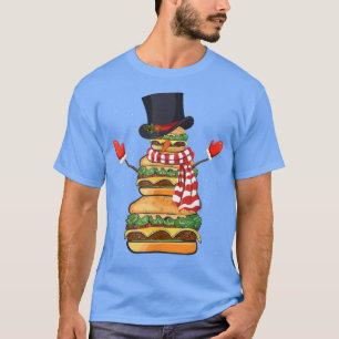 Camiseta Navidades divertidos Snowman Hamburger Xmas Cheese