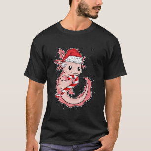 Camiseta Navidades divertidos sonrientes Axolotl Candy Cane