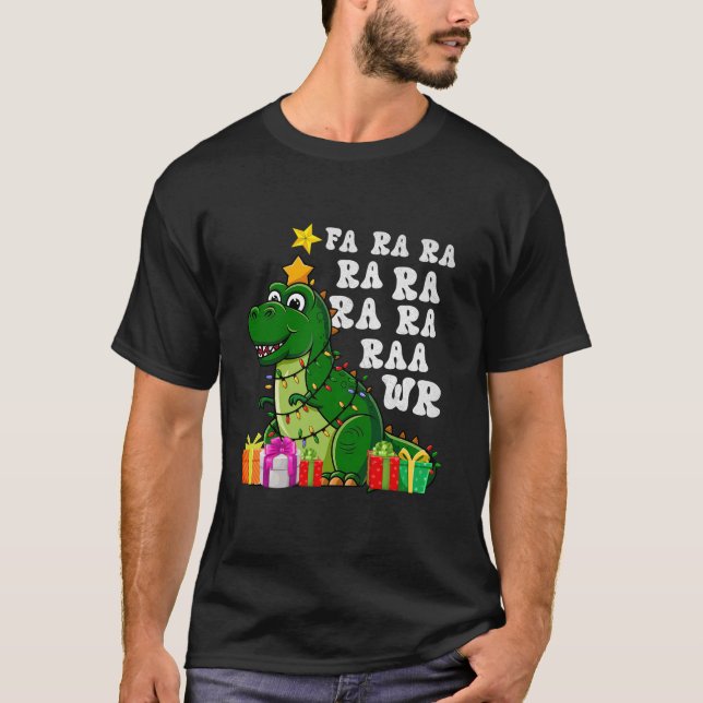 Camiseta Navidades divertidos T Rex Fa Ra Dinosaur Santa Ha (Anverso)