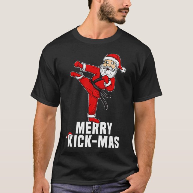 Camiseta Navidades divertidos Taekwondo Santa Merry Kickmas (Anverso)
