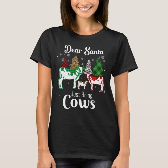 Camiseta Navidades divertidos: Vaca, Querido Papá Noel, Sól (Anverso)