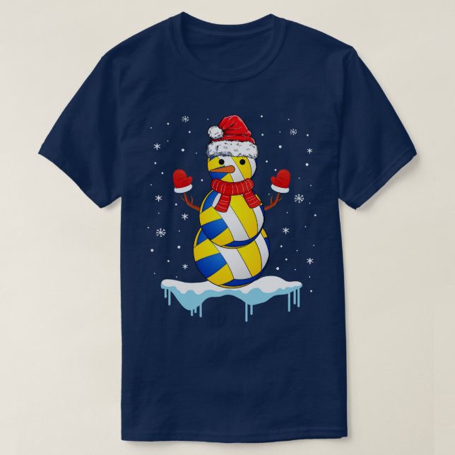 Camiseta Navidades divertidos voleibol Santa Snowman (Diseño del anverso)