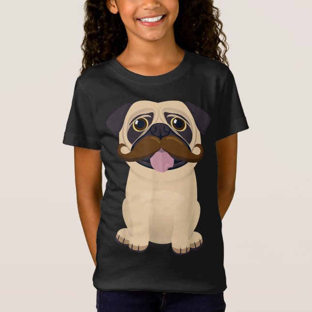 Camiseta Navidades divertidos Xmas Pug Perro Mustache Niños (Anverso)