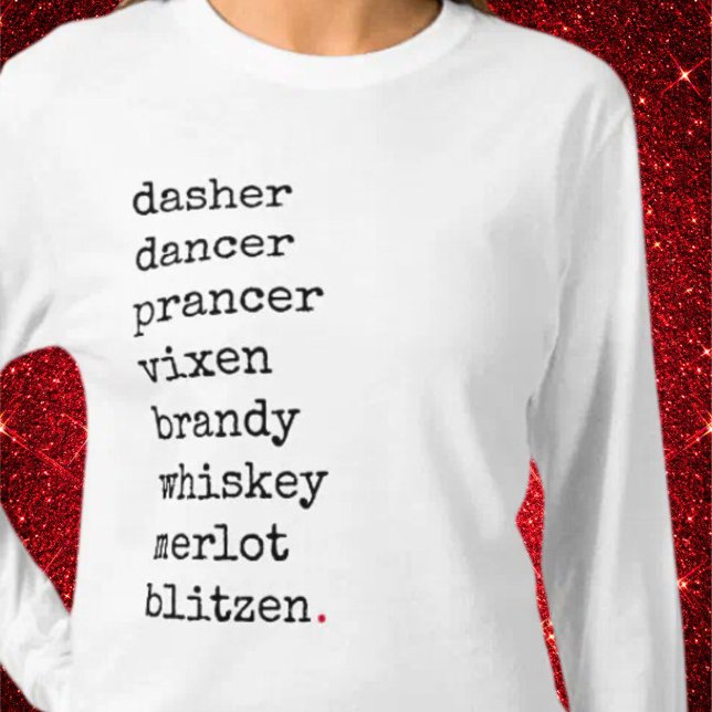 Camiseta Navidades divertidos y nombres de renos de Santa A (Funny Christmas Santa Alcohol Reindeer Names T-Shirt)