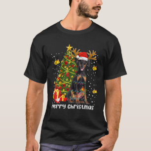Camiseta Navidades Doberman alumbran árbol Santa Xmas Paja