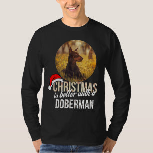 Camiseta Navidades Doberman Es Mejor Con Doberman
